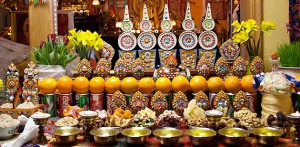 Shrine offerings for Losar.  Photo:  www.yowangdu.com 